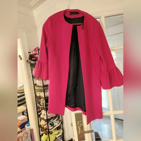 Zara Magenta Bell Sleeve Spring Coat/Blazer